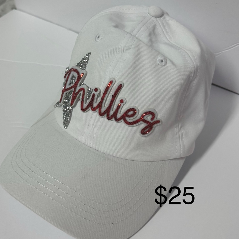 White Phillies Cap with Red and Silver Accents